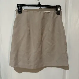 Abercrombie & Fitch tan asymmetrical wrap front mini skirt thumbnail 2