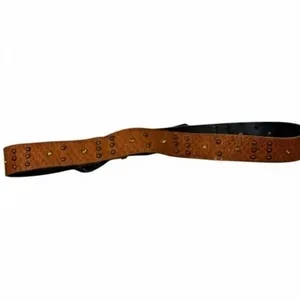 Womens Western Snakeskin Print Rhinestone Studded Belt Brown Boho Size 12 thumbnail 4