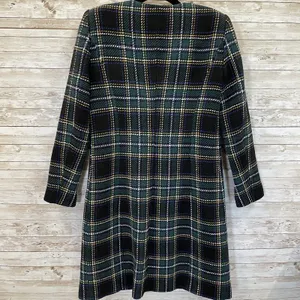 Calvin Klein‎ Womens 2 Jacket Tweed Topper Coat Green Plaid Tartan Open Front thumbnail 6