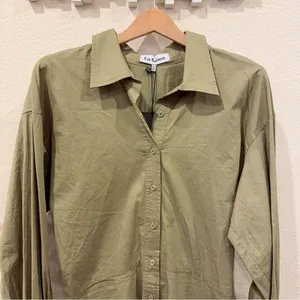 En Saison Hardin Button Down Shirt Dress in Sage Green Size Small NWT thumbnail 3