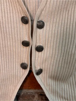 Silence + noise womens Janelle ribbed cropped cardigan sweater cream L thumbnail 2
