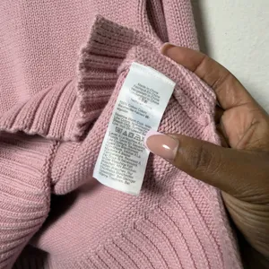 J. Crew Women 100% Cotton Sweater XS Pink Mock Neck Ribbed‎ Side Slits FIsherman thumbnail 5