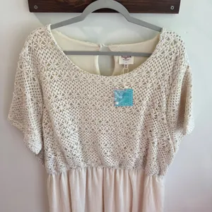 NWT Hayden Los Angeles Cream Crochet Lace‎ Mix Media Midi Dress 3XL thumbnail 3