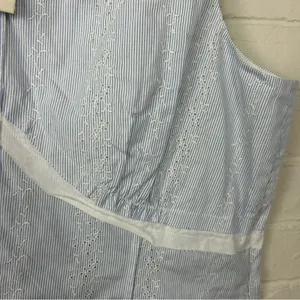 J.Jill Blue White Striped Eyelet Embroidered Cotton Tank Top Size 14 thumbnail 7