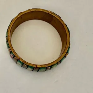 Brass inlay bangle bracelet thumbnail 6