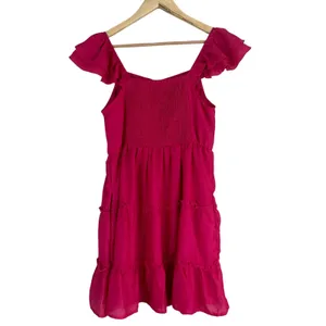 Altar'd State Ruffle Tiered Flutter Sleeve Mini Dress Magenta Pink Feminine Sz M thumbnail 5