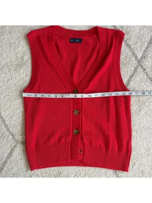 GAP Red Button Front Sweater Vest Preppy Y2K Knit Back-to-School thumbnail 4