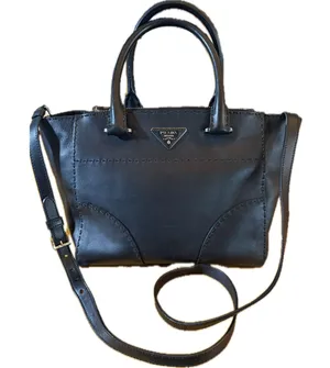 Prada Galleria Medium Satchel Tote Bag Black Double Zip Twin Pockets‎ thumbnail 1