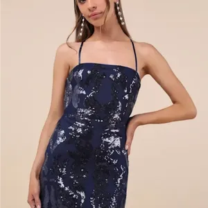 Lulu's Sequin Mini Embellished Blue dress thumbnail 4