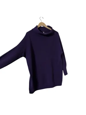 FREE PEOPLE Ottoman Cowl Purple Ribbed Sweater Pullover Top thumbnail 4