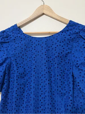 Lilly Pulitzer Shaila Top Size Small Blue Boho Eyelet Blouse Beach Summer thumbnail 4