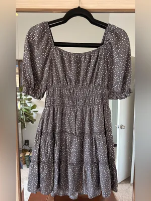 Mi Ami Blue Dot Puff Sleeve Fit & Flare Dress Ruffle Hem Size Size Medium thumbnail 3