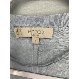 Hobbs London Womens Cardigan Cropped Open Front 3/4 Sleeve Light Blue Small thumbnail 4