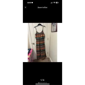 By & By Geometric Aztec Maxi Dress Womens Large Teal Orange Popover Sundress thumbnail 6