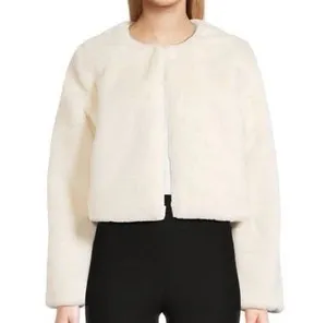 Nordstrom Cropped ivory white fur soft jacket thumbnail 1