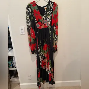 FARM RIO Long Sleeve V-neck‎ Floral Maxi Dress size Small thumbnail 3