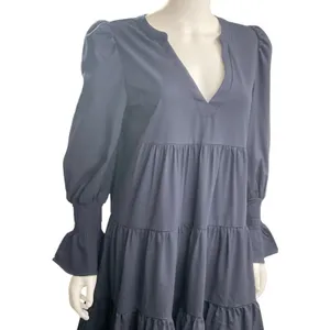 Tuckernuck Women's M Blue Tiered Mini Dress Long‎ Sleeve V-Neck Pomander Place thumbnail 4