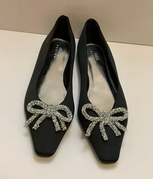 design Lanie Embellished Bow Ballets Shoes In Black thumbnail 1