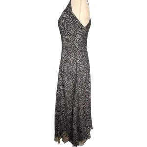 Vintage‎ All That Jazz Black Mesh Rhinestone Maxi Dress Open Back Party Wedding thumbnail 6