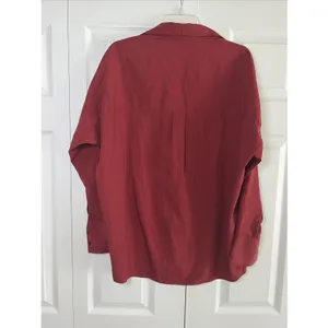 Zara Woman Oversized Tunic Blouse Womens Size XL Burgundy Red Lyocell V-Neck Top thumbnail 4