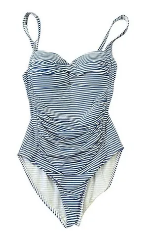 Sea Level Australia Blue White Striped Ruched One Piece Swimsuit‎ US 4 Nautical thumbnail 1