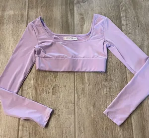Square Neck Cropped Long Sleeve Workout Top thumbnail 4