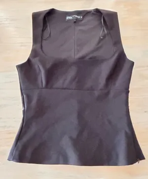 ZARA Black Square Neck Crop Top thumbnail 2