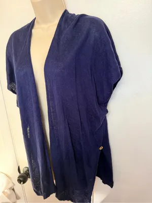 Lilly Pulitzer Linen Cardigan Sweater XXS XS True Navy Myra Open Front Drape thumbnail 9
