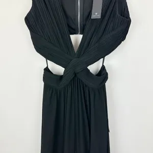 Lulus Vivid Imagination Black Cutout Maxi Dress Long Formal Chiffon Large NWT thumbnail 8