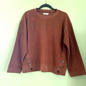 Madewell (Re)sourced Brushed Side-Button Relaxed Sweatshirt Brown size Small thumbnail 1