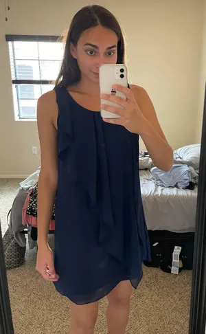 Navy Blue Shift Dress Size M thumbnail 5