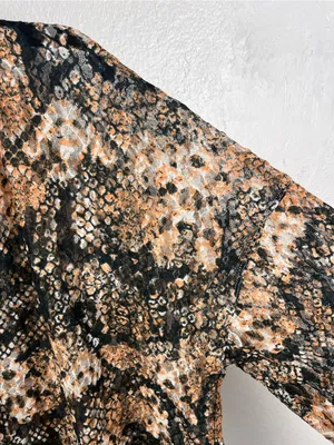 FREE PEOPLE Out For The Night Faux Snakeskin Print Sheer Top Size Large Boho thumbnail 8