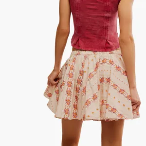 NWT Free People Gaia Floral Cotton Miniskirt Small, IVORY COMBO thumbnail 3