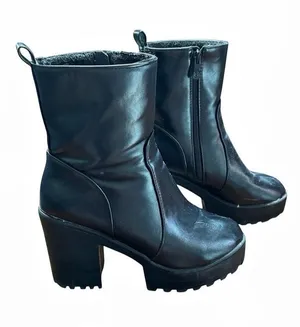 Black ankle boots, size 36/US size 6?, side zipper, fall, dressy, tall heel thumbnail 1
