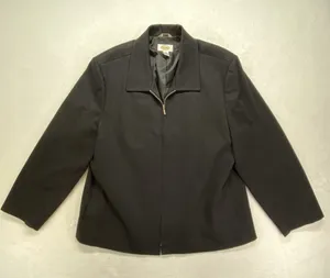 Talbots blazer jacket womens 18 black‎ 100% wool zip front collared thumbnail 1
