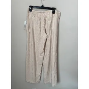 New Daydreamer Striped Wide Leg Beach Pants Tan Cream Size Large thumbnail 4