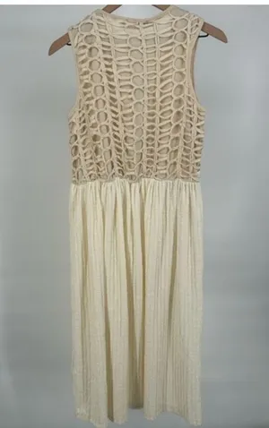 Zara cream ivory off white crochet midi dress thumbnail 2