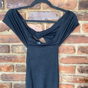 NWT PrettyLittleThing Black Bardot Frill Hem Midi Dress Women's Size 6 thumbnail 3