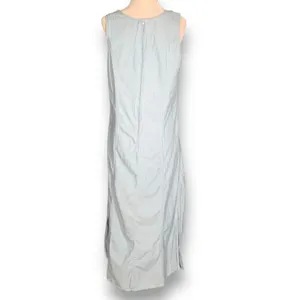 Vintage Light Wash‎ Cotton Midi Dress Sleeveless Pinafore Blue Medium Modest thumbnail 4