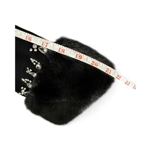 ANNE KLEIN Black Faux‎ Fur Women's XL Embellished V-Neck Sweater Whimsigoth Glam thumbnail 4