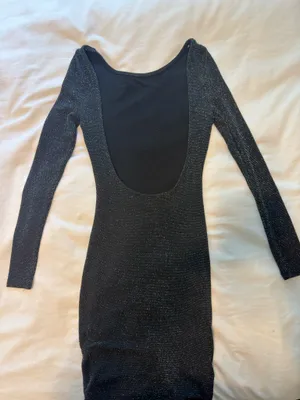 Lulus Sparkly black mini dress-low cut back thumbnail 4