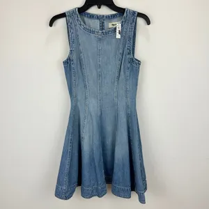 Madewell Circle Mini Dress Airy Denim Ashbury Wash Blue Fit Flare XXS NWT thumbnail 7