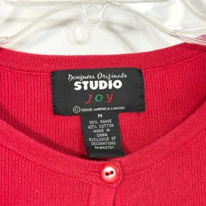 Studio Joy Medium Sweater Red Snowman‎ Holiday Ugly Christmas Cardigan 699 thumbnail 3