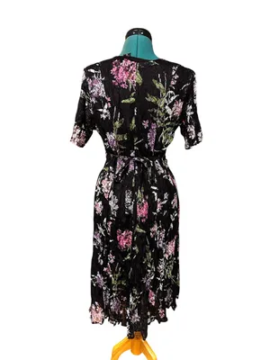 Olivia Floral Black Lace Slip Midi Dress Size M 90s Vintage thumbnail 3