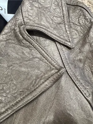 PI Poleci Metallic Bronze Thick Leather Cropped Jacket Small NWOT Tan thumbnail 8
