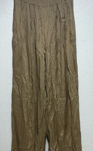 Wide Leg Linen Pants Tan Size XL thumbnail 1
