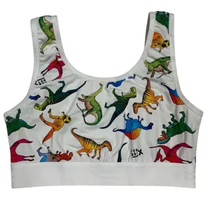TomboyX Bralette Women Small White Rainbow Dinosaur Print Scoop Neck Kidcore thumbnail 1