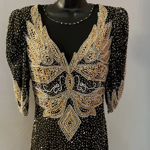Cache VINTAGE Silk Beaded Long Dress thumbnail 4