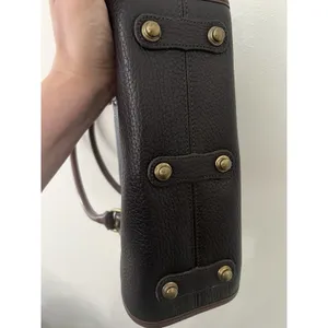 Dooney &Bourke Vintage Brown And Black All Weather Leather Sat Hel Crossbody Bag thumbnail 9