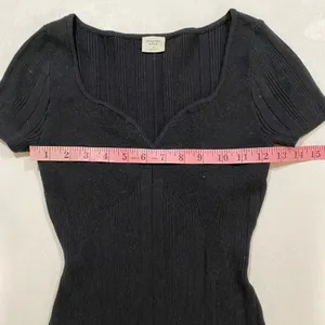 Abercrombie & Fitch Black Ribbed Bodysuit V Neck Fitted Top S thumbnail 5